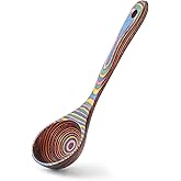 Gudamaye Pakkawood Rainbow Deep Soup Ladles,Pakkawood Ladle,10.6 inch Big Soup Ladle for Cooking,Deep Ladle Spoons,Wood Ladle, Wood Kitchen Utensils Set, Wooden Spoons for Cooking