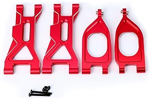 BENMAZ Aluminum Front Upper & Lower Suspension Arm Swing Arm RC Upgrades for Arrma 1/10 Gorgon 4X2 2WD Gorgon Monster Truck,Replace#ARA330750#ARA330752 (Red)