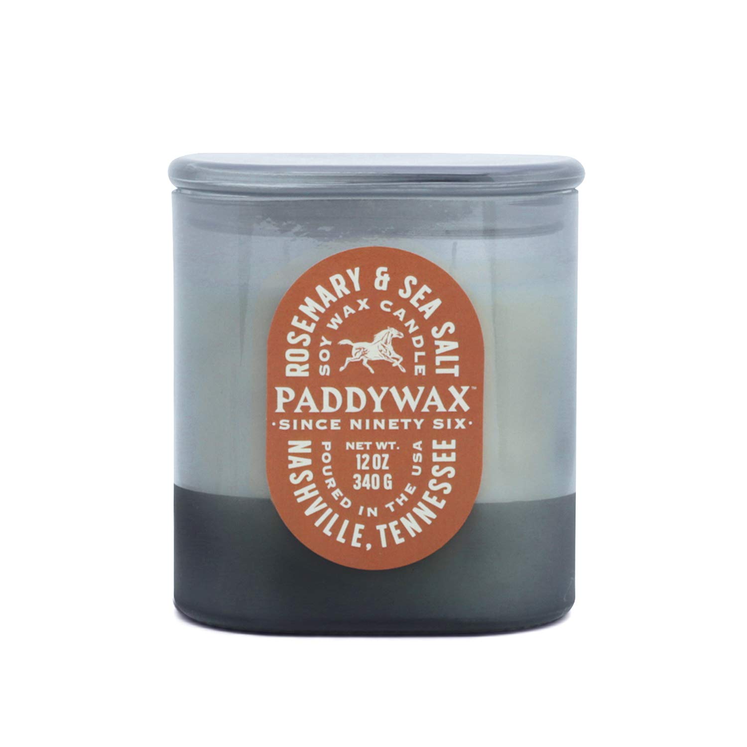 Paddywax Scented Candles Vista Collection Vintage Style Artisan Candle in Frosted Glass, 340g, Rosemary & Sea Salt