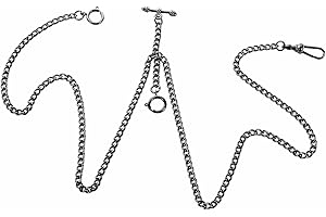 ManChDa Pocket Watch Chain Double Albert Chain T-Bar Watch Chain