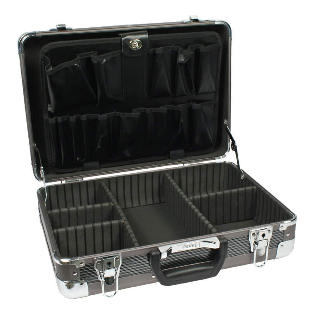 Perel - 1827 - Tool Box with Rounded Aluminium Corners - 430 mm x 300 mm x 150 mm