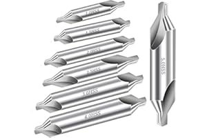 Aleric Center Drill Bits Set - High Speed Steel Center Drill Bit Countersink Tools for Lathe Metalworking, 7 pcs 60-Degree Angle Centering Drill in Size 1.0 1.5 2.0 2.5 3.0 4.0 5.0