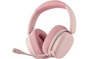 EPOMAKER X Aula G7 Pro Wireless Gaming Headset, Dual Mode BT5.3 & 2.4GHz, 7.1 Surround Sound, 80+ Hour Battery, RGB Light, with Noise Canceling Mic for PS5, PS4, Switch, PC (Pink)