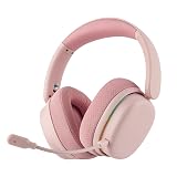 EPOMAKER X Aula G7 Pro Wireless Gaming Headset, Dual Mode BT5.3 & 2.4GHz, 7.1 Surround Sound, 80+ Hour Battery, RGB Light, with Noise Canceling Mic for PS5, PS4, Switch, PC (Pink)