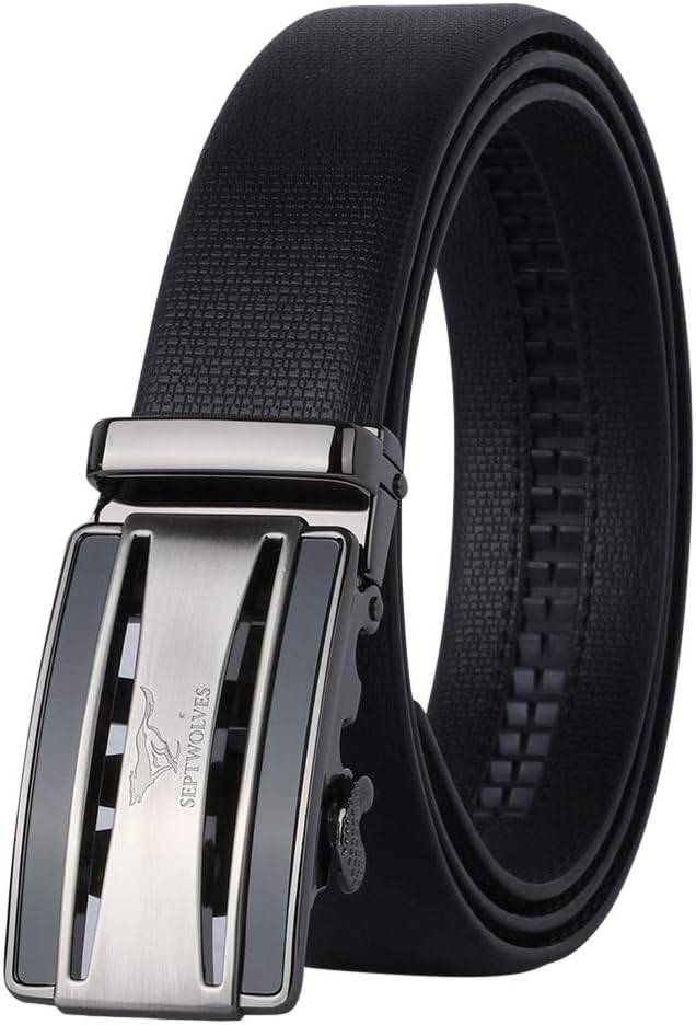 SEPTWOLVES Men's Leather Ratchet Dress Belts and Automatic Buckle Belts for Men with Gift Boxed