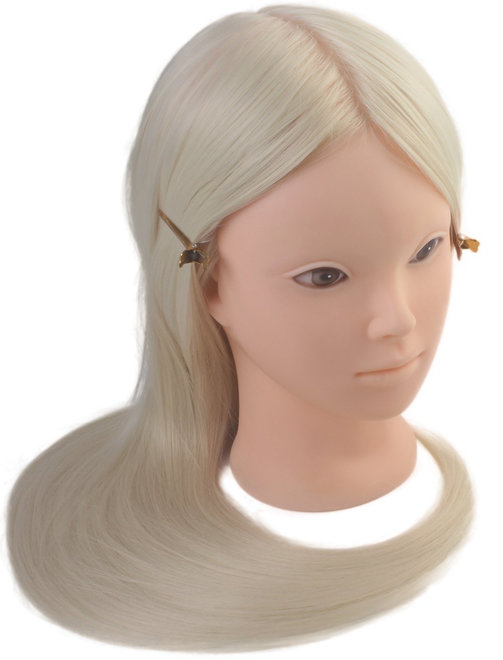 PERFEHAIR 24" Hairdressing Makeup Face training dolls Mannequin Manikin Heads with Hair, Salon Styling Practice Braiding Doll Head- Synthetic Hair -Blonde Color