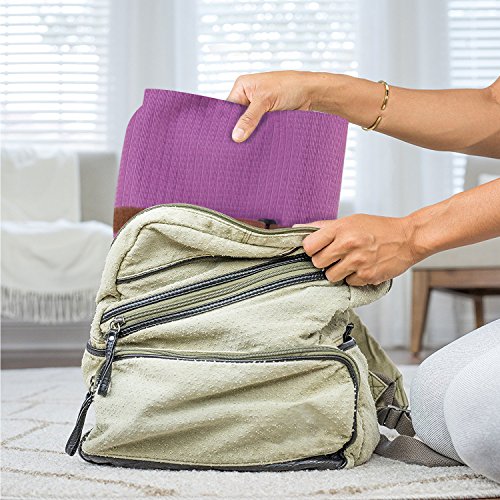 FrenzyBird 1mm Travel Yoga Mat/Towel with Mat Bind and Elastic String,Non-Slip,Light Weighted,Foldable,Eco Friendly,Ideal for Hot Yoga,Bikram,Pilates,Barre, Sweat