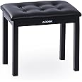 AODSK Piano Bench with Padded Cushion,Iron Leg Material Keyboard Bench,Stronger and More Stable Comfortable PU Leather Piano Chair Seat,17.72''x11.61''x19.49''-Black