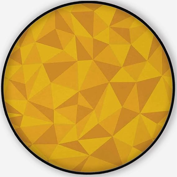 Alfombra redonda amarilla, diseño abstracto de mosaico con forma de