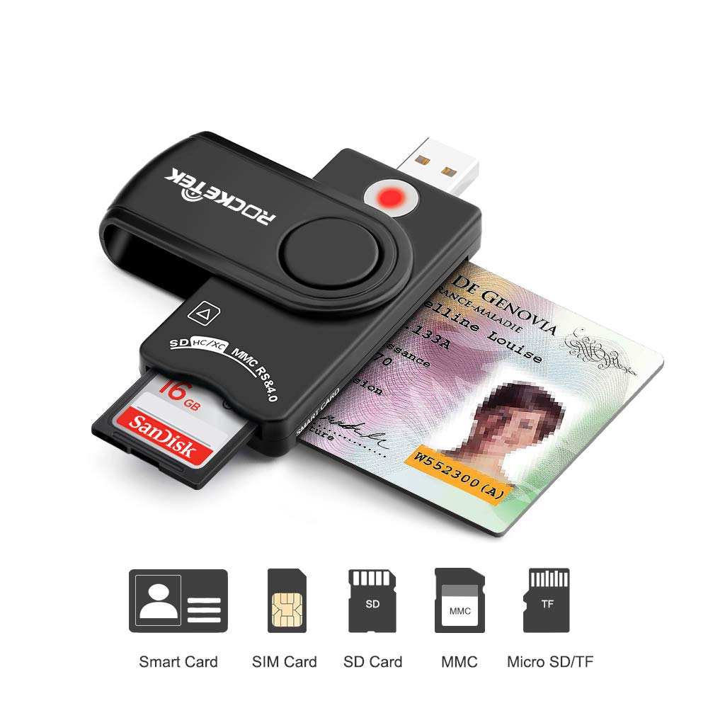 Smart Card Reader Rocketek DOD Military USB Smart Card Reader / CAC
