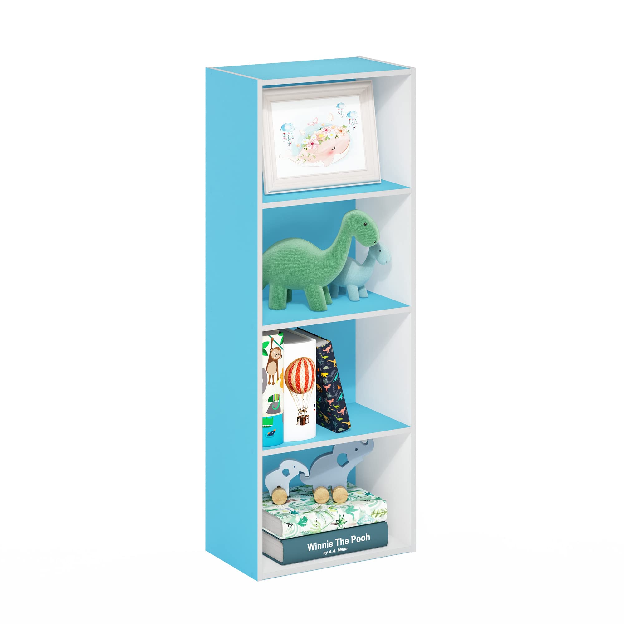 Furinno Luder Bookcase / Book / Storage, 4-Tier, Light Blue/White Image