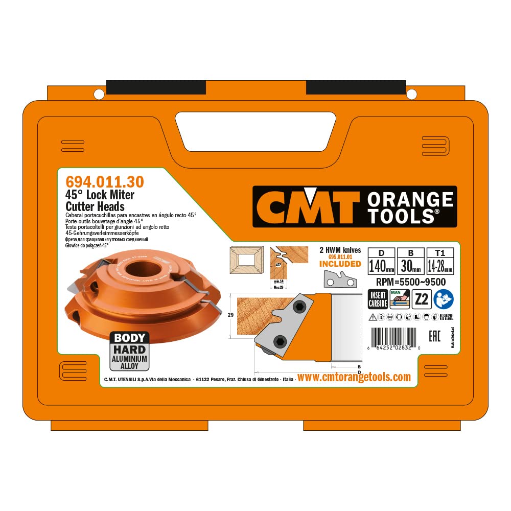 CMT Orange Tools 694.011.30 - Lock Miter Head 45? D=140X29X30