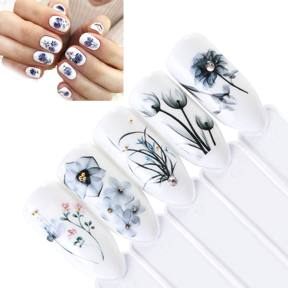 Macute Nail Decals for Women Fingernail Decorations Nail Art Accessories 24 Sheets Nail Stickers with Assorted Patterns Water Transfer Blossom Flower Flamingo Stickers Set Manicure Charms Tip Decor: Beauty