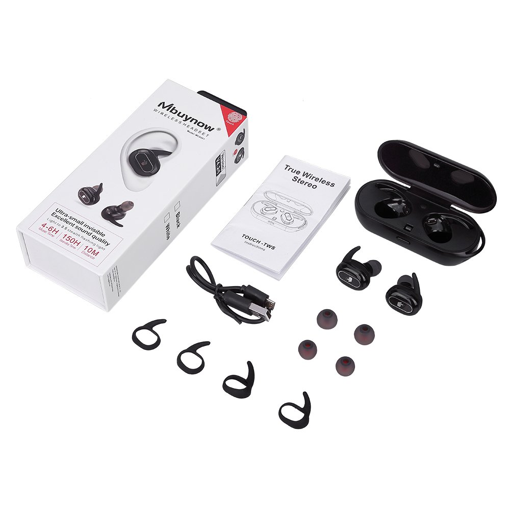 Mbuynow in-Ear Kopfhörer mit Ladebox Wireless TWS Dual Bluetooth Kopfhörer Touch Steuerung Stereo Bluetooth Headset