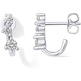 PAVOI 18K Gold Plated 925 Sterling Silver Posts Cubic Zirconia Half Huggie Earrings | Small Hoop Earrings for Women | Constellation Baguette CZ Dainty Stud Cuff Earring