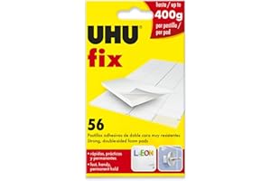 UHU Fix Lot de 56 pastilles adhésives double face en mousse pour mur