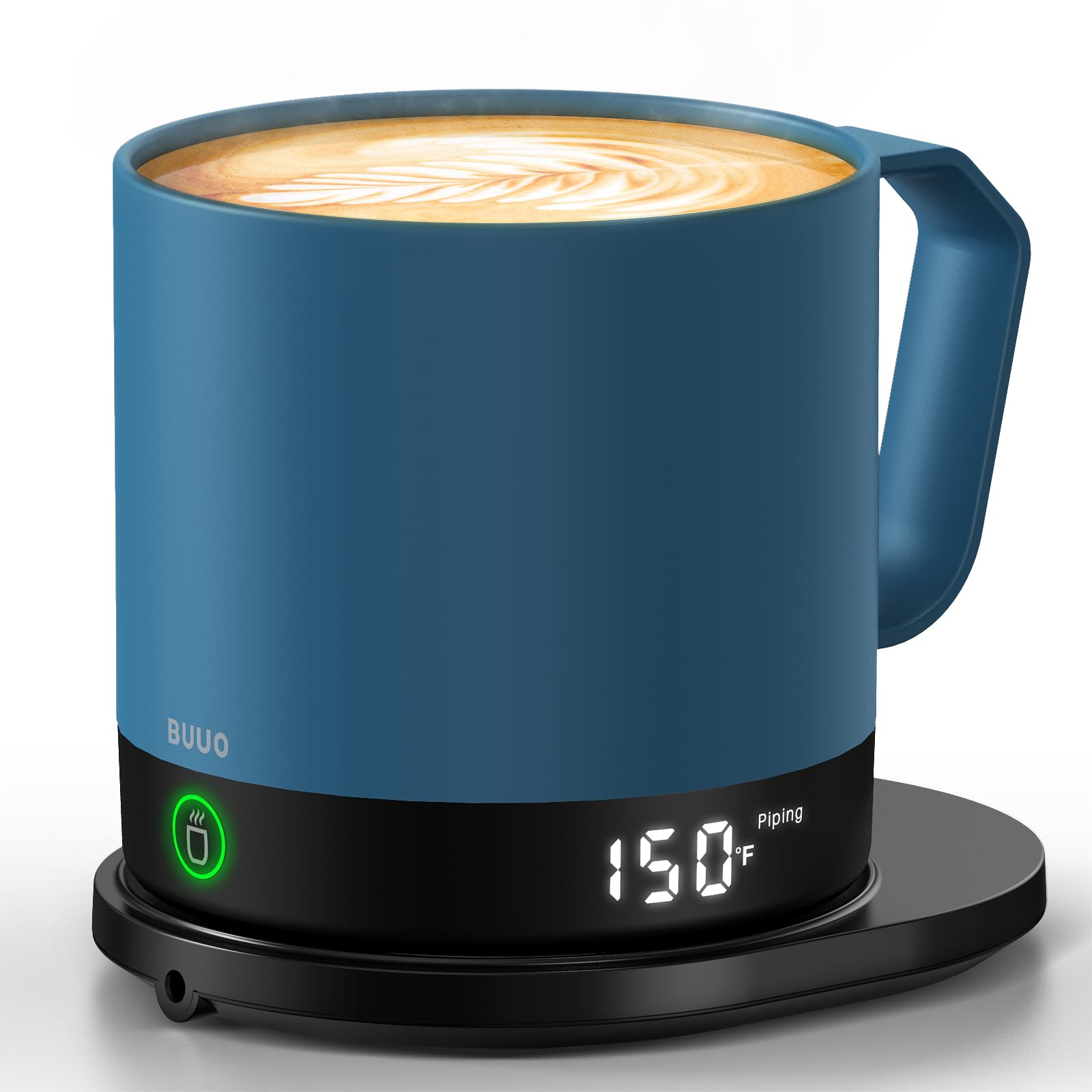 Photo 1 of buuo Heated Coffee Mug Rechargeable - Temperature Control Self Heating Coffee Mug 14oz with Lid, Double Sided & Real-Time LED Display, Hot up to 150?, Birthday Gifts for Women and Men(Blue)