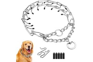DABILONGC Prong Collar for Dogs,Adjustable Choke Collar for Dogs, Pinch Collar with Comfort Rubber Tips, No Pull Dog Collar (M,15"-18")