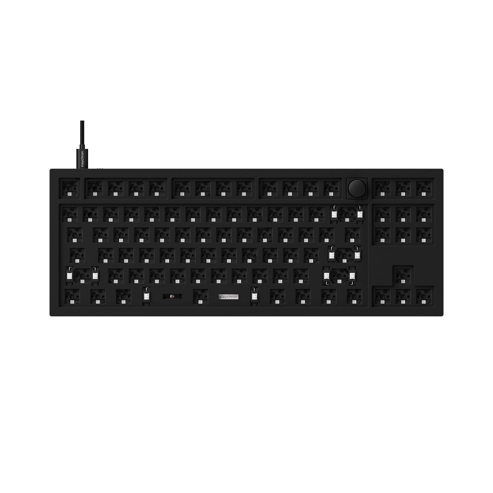 Keychron Q3 QMK/VIA Wired Custom Mechanical Keyboard Barebone Knob Version, Full Aluminum Hot-swappable Tenkeyless Layout Double-Gasket DIY, Programmable Macro Compatible with Mac Windows Linux-Black