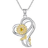 Hagkew Star of David/Sunflower/Moon/Sun Necklace for Women 925 Sterling Silver Magen David Pendant with Wooden Jewish Star Necklace Jewelry Christmas Gifts for Men Women