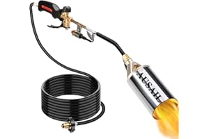 AUSAIL Propane Torch Weed Burner,Blow Torch,Heavy Duty,High Heat Output,Flamethrower with Turbo Trigger Push Button Igniter and 10 FT Hose for Roof Asphalt,Ice Snow,Road Marking,Charcoal