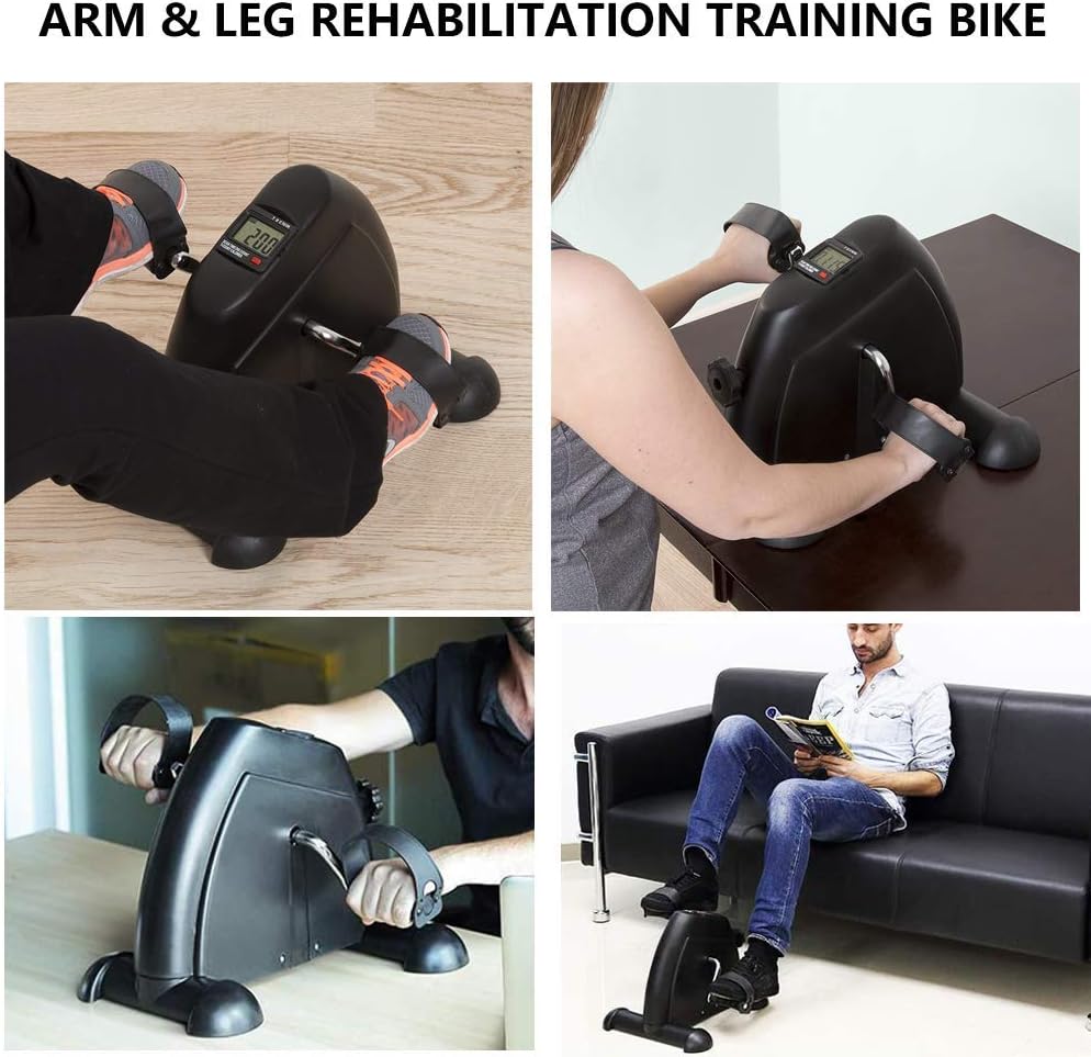 DECELI Under Desk Bike Pedal Exerciser - Portable Mini Exercise Bike for Arm/Leg Exercise, Mini Exercise Peddler with LCD Display（Black）: Health & Personal Care