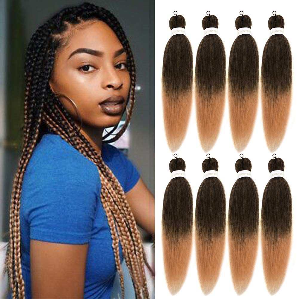 8 Packs Pre Stretched Braiding Hair Ombre Professional Prestretched Synthetic