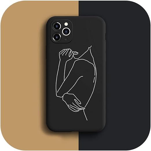 Amazon 薄働物夏konwwo抽象的なカップル線画女の子シリコーン電話ケースfor Iphone 11 11pro Xr Xs最大6 7 8プラス5 Se高級黒マットシェル 1 For Iphone 11 家電 カメラ オンライン通販