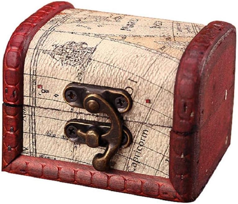 YeefantJewelry Box Vintage Wood Handmade Box with Mini Metal Lock for Storing Necklace Ring Earring Jewelry Pearl Treasure Lockable Gift Case for Mother's Day