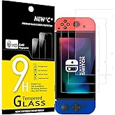 NEW'C for Nintendo Switch Screen Protector Tempered Glass | 3 Pack, HD Clear, 6.2 Inches, 9H Hardness, Scratch Resistant, Bubble Free, Oleophobic, Touch Sensitive