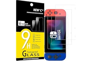NEW'C 3 Pack Designed for Nintendo Switch Screen Protector Tempered Glass, Case Friendly Scratch Resistant,Bubble-Free, Ultra