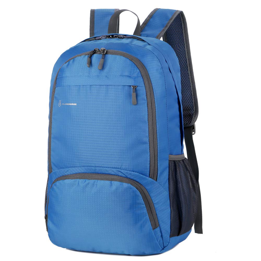 FLAMEHORSE 30L Backpack Foldable Waterproof Backpack High Capacity Ultralight Rucksack Sturdy Durable Daypack for Hiking Daypack Packable Camping Travel Outdoor Sport Knapsack for Men Women (blue)
