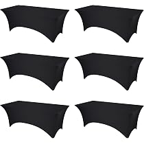 BRILLMAX 4-Pack Black Fitted Spandex Table Covers - 8ft Stretch Tablecloths For Rectangle Tables, Wrinkle-Free, Washable - View #3