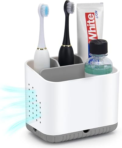 toprance Anti-slip Electric Toothbrush Holder with 4 Compartments