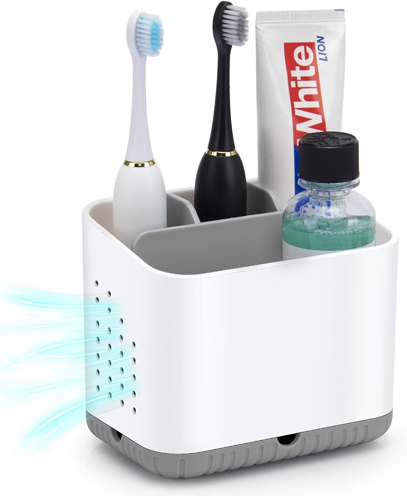 toprance Anti-slip Electric Toothbrush Holder with 4 Compartments