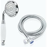 ENGA Vintage Hand-held Shower Rain Sprayer Telephone Shaped Ceramic Shower Head with 59 Inch Hose for Bathroom (Chrome Finish