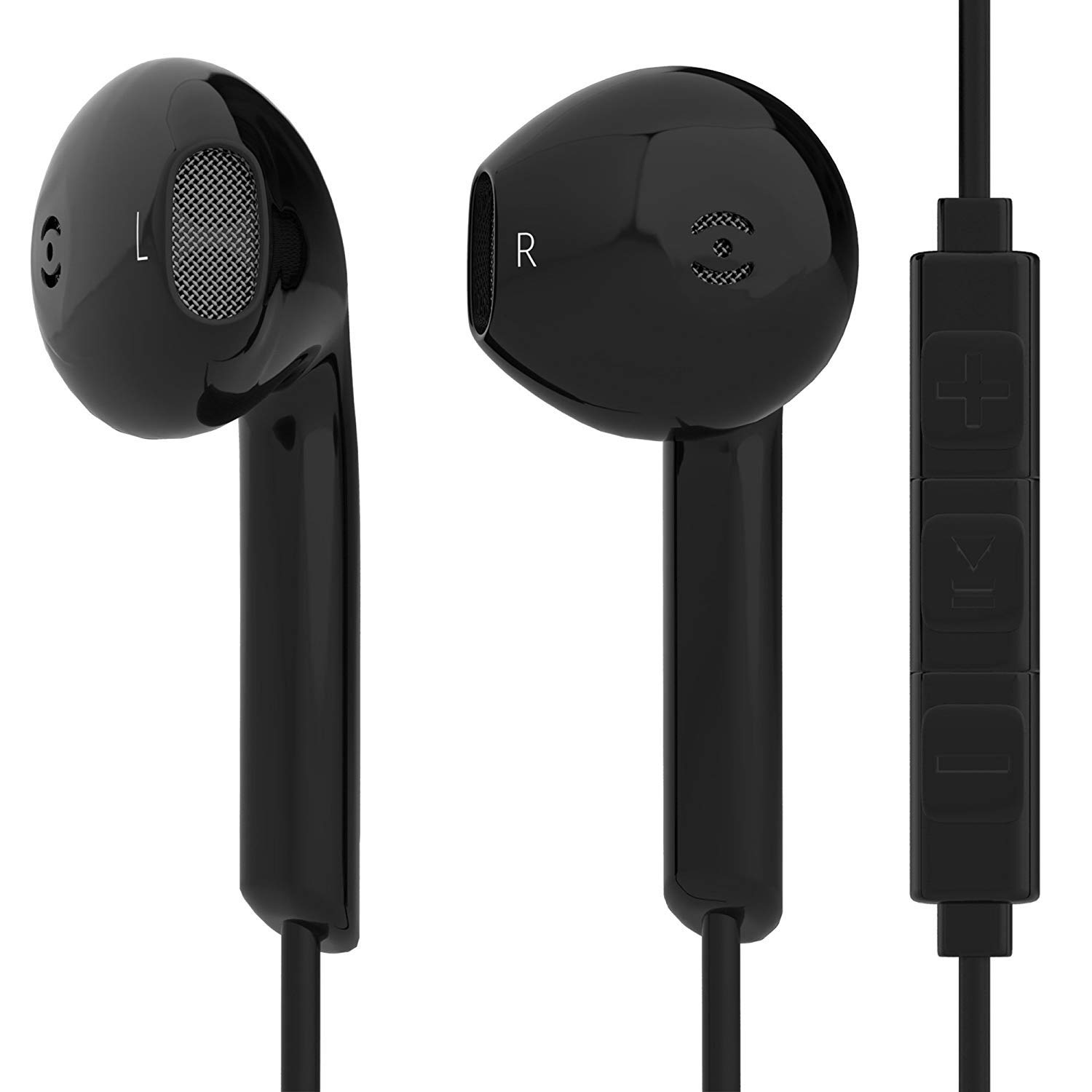 esorio Kopfhörer In-Ear In-Ears Headset mit Lautstärkeregler und mit Mikrofon für Apple i-Phone i-OS in schwarz