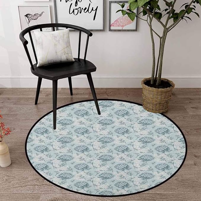Tapis rond rond pour le salon et la salle à manger 68,6 cm, gris bébé