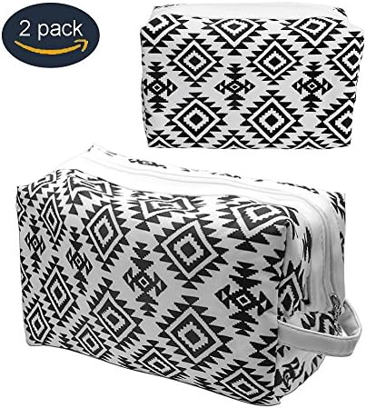 Large Toiletry Organizer Bag Set, Polyester Leather Portable Durable Cosmetic Bags Kit for Travel &amp; Gym, Lightweight Makeup Case with Strong Zipper for Men Women 2 Pack