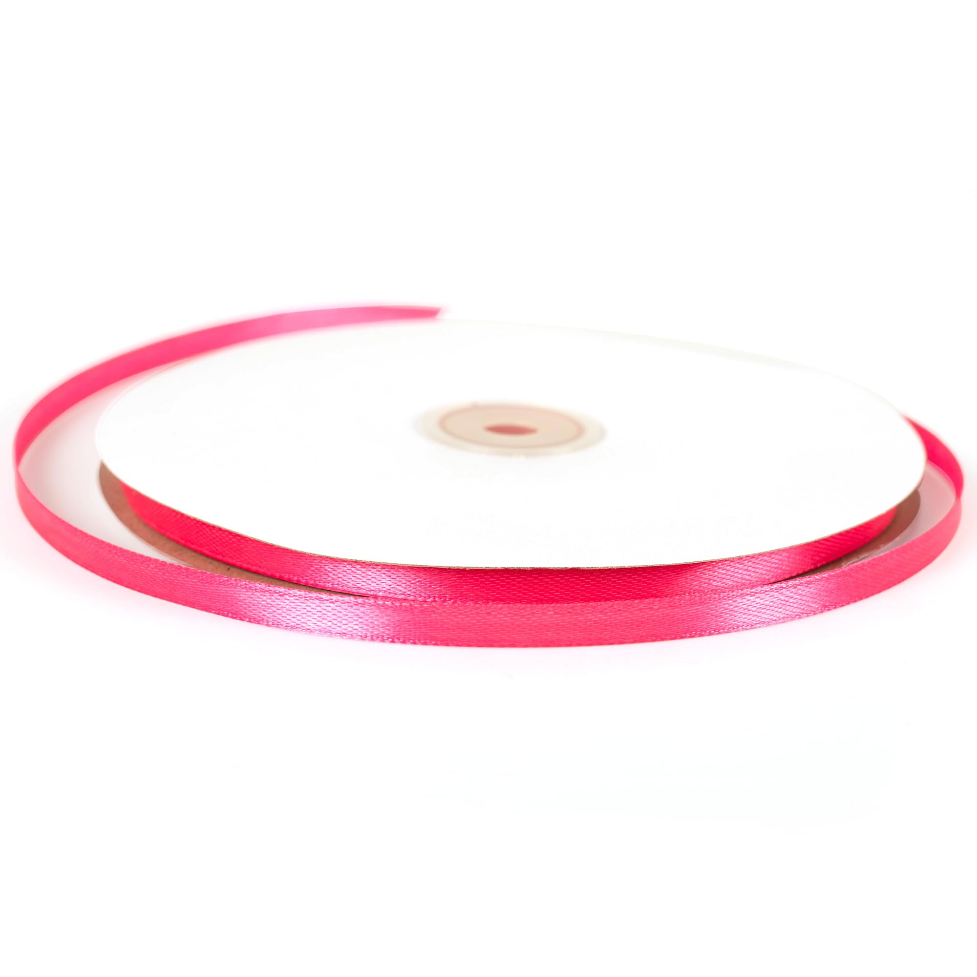 Hot Pink Satin Ribbon 6mm Thin x 91m - Bright Pink Gift Wrapping Ribbon for Wedding, Christmas & Crafts | Slim Decorative Ribbons for Present Wrapping, Cake, Hair Bows & Florist Decorations