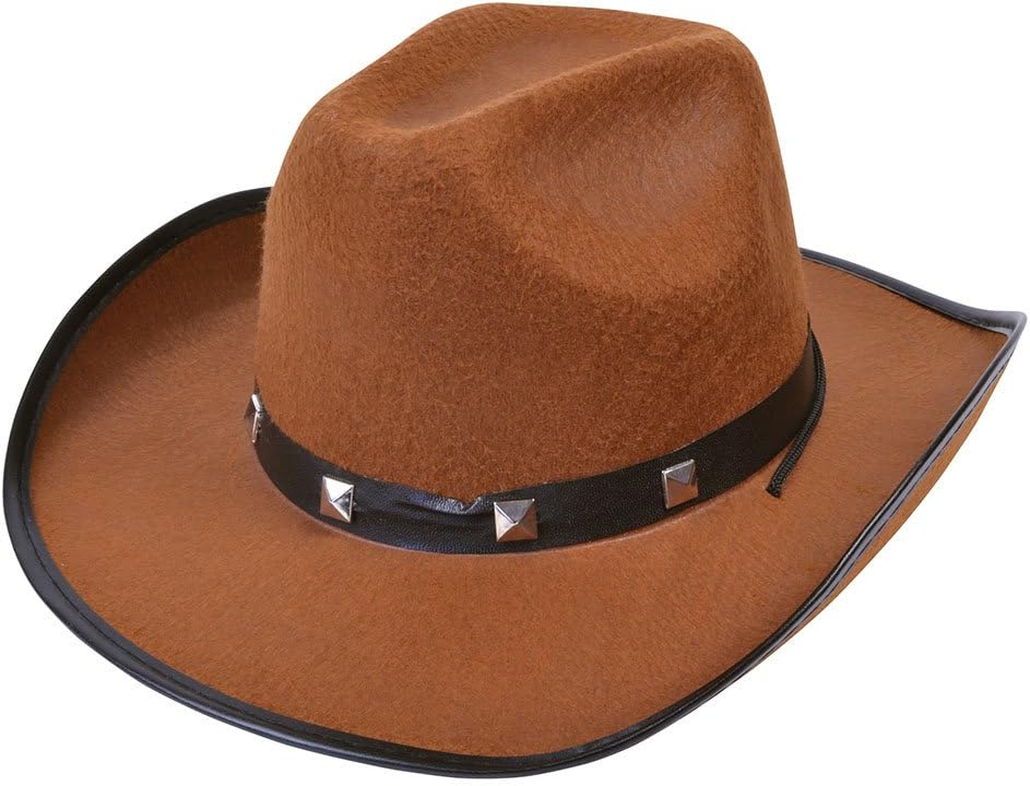 Bristol Novelty BH367B Felt Cowboy Studded Hat, Unisex-Adult, Brown, One Size Halloween