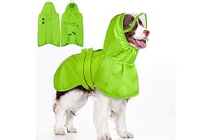 Kuoser Dog Raincoat, Waterproof Dog Jacket with Hood, Reflective Pet Rain Coat for Small Medium Large Dogs, Adjustable Lightw