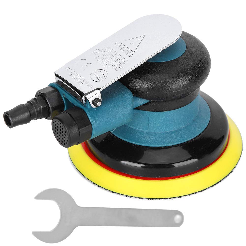 5" Professional Air Random Orbital Palm Sander, 5" Air Sander Grinder Polisher Pneumatic Polishing Tool Round for Stone/Furniture/Wood Products/Metals/Automobiles Grinding.