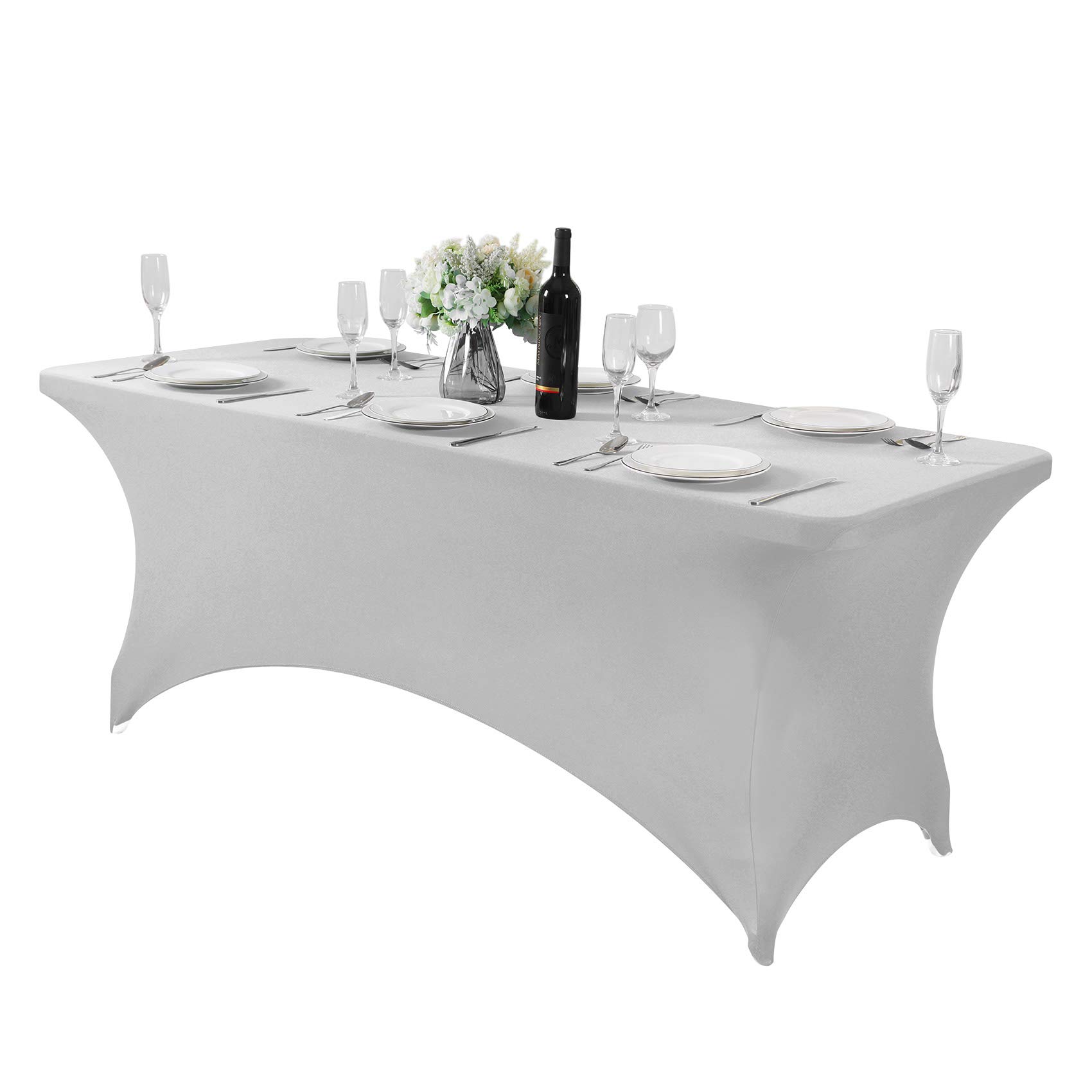 Spandex Table Cover for 6Ft or 4fT or 8ft Table Universal Fitted Stretch Tablecloth for Party, Banquet, Wedding and Events
