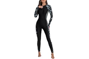 ALLTOKE Womens Full Body Rash Guard with Built in Bra Long Sleeve One Piece Swimsuit UPF50+ Zip Front Bathing Suit