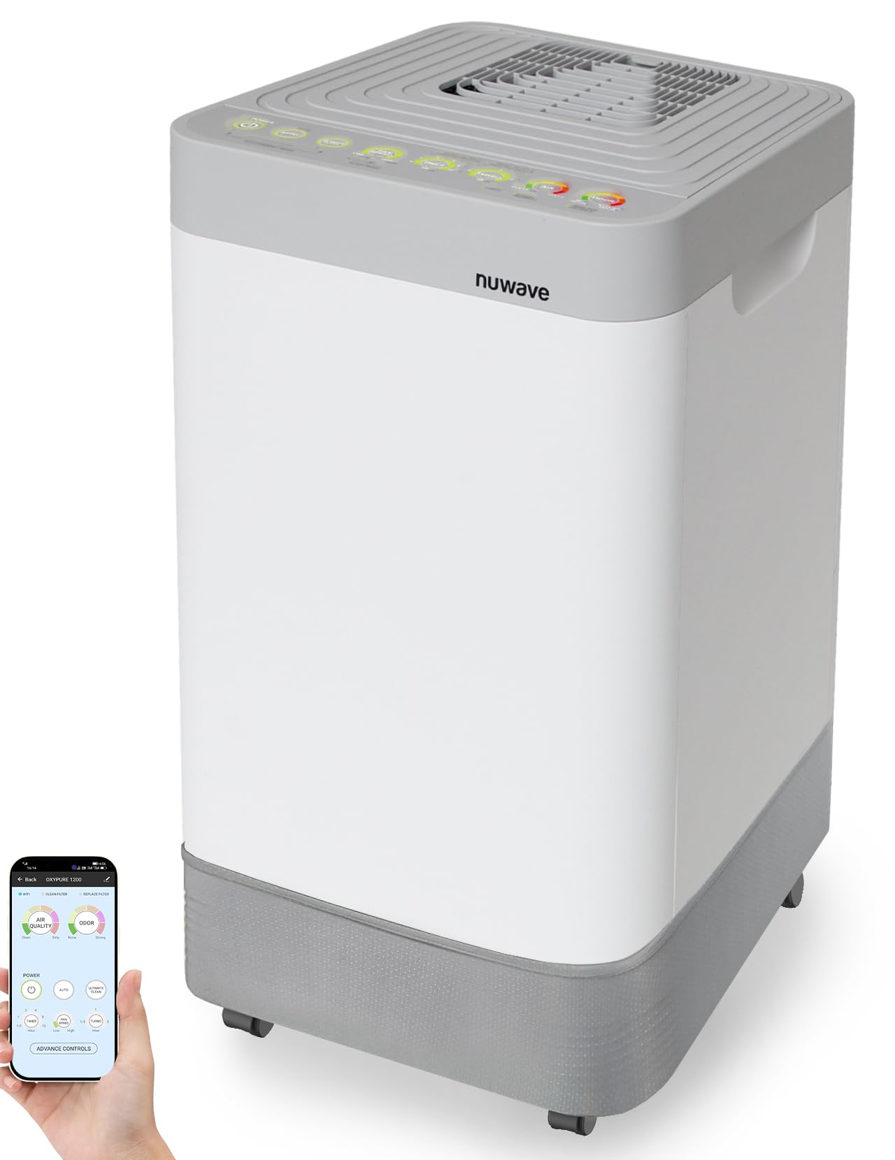 Nuwave Air Purifier for Extra Large Room 2934 Sq Ft, OxyPure Smart Air Purifier with 5 Stage Filtration, Extra EZ Covers for Pet, Air Quality & Odor Sensors, Smart WiFi, Quiet Sleep Mode for Bedroom Image