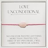 RareLove Miscarriage Rose Quartz Healing Bracelets for Women,Adjustable Born Into Heaven Pink Beaded Strand Bracelets Healing Crystals,Remembrance Sympathy Gift,Inspirational Motivational Jewelry