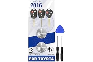 Pinochi CR2016 Key Fob Replacement Batteries for Toyota (2008-2021) Camry Corolla RAV4 Highlander 4Runner Prius C Scion FR-s iQ tC xB xD Sequoia Avalon Tundra Tacoma Head Key Fob
