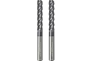 WEXWE Tools Extra Long Carbide Square End Mill for Cutting Alloy Steels,Cast Iron, Hardened Steel - 4 Flute Milling Cutter 1/2 Shank (1/2-4" 2PCS)