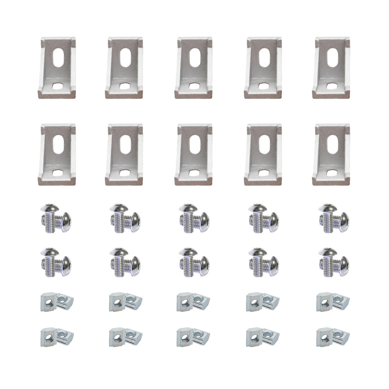 Photo 1 of 10Sets 1.5" x 1.5" 1515 Series Aluminum Extrusion Profiles Connector Silver Bracket, 10pcs 1.5 in Bracket with T Nuts Screw Bolts for 1.5 Inches Extrusion Profile Rail